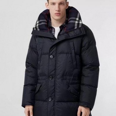 Hooded Goose Feather Check Puffer Down Coat Men Hooded Puffer Coatpicture1
