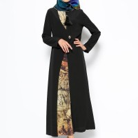 Digital Printed Black Abaya