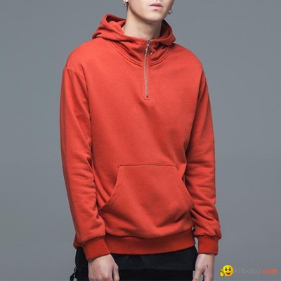 Custom Solid Color Half Zip Blank Cotton Fashion Pullover hoodies for Menpicture1