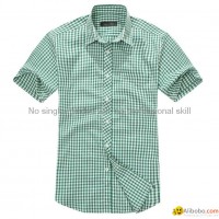 100% cotton print flannel men's short sleeve soft collar casual shirts