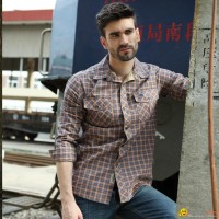 2013 popular checker fashion cotton men's shirt
