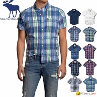 ABERCROMBIE & FITCH Mens Shirt Short Sleeve AF mens cotton short sleeve shirts