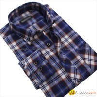 cvc 80/20 print flannel men's long sleeve soft collar business shirt