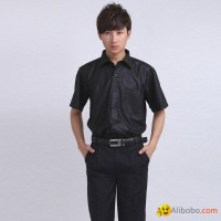 Freeship!men's  easycare non-ironing black short shirt