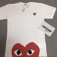 wholesale real best quality CDG PLAY Half Heart Short Sleeve T-shirt clothes