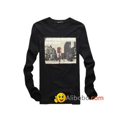 Casual mens t shirts O-neck long sleeve slim fit men t shirt with "LOST MAIL BOXpicture1