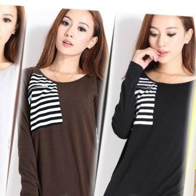 the latest popular women long seleeve t-shirts,cotton t-shirs for salepicture1