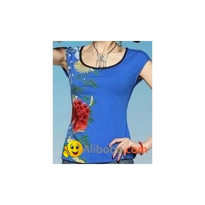 2014 female short sleeved t shirt Slim embroidered ladies shirtpicture1
