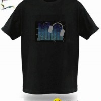 EL sound actived equalizer DJ music 3D flashing LED fashion light-up glow tshirt