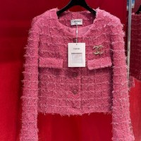Chan-el Tweed Boucle Blazer Jacket Cha-nel tweed fluffy jacket coat