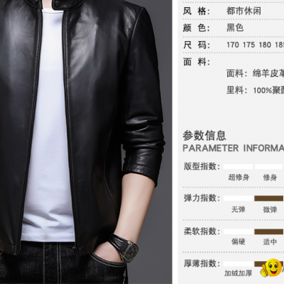 Middle-aged men's spring and autumn stand-up collar leather jacket dad wear trenpicture1