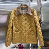 Quilted shell jacket,corduroy collar diamond quilted jacket,