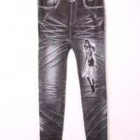 Ladies Denim Look Poly Leggings Jeggings