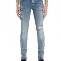 Amiri Men's Hand Painted Slit Knee Skinny Jeans cheap men jeans pants