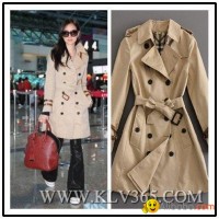 European Fashion Designer Women Ladies Winter Double Breasted Long Trench Coat