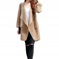 Fashion Autumn Khaki Cardigan Coat