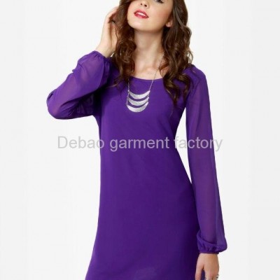 Beautiful Royal Purple Silk Dress Factory Wholesale Supplypicture1