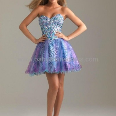Sexy Sweetheart Mini Rhinestones Tulle Cocktail Dresspicture1