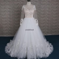 Goreous france lace A-line wedding dress with long  sleeve