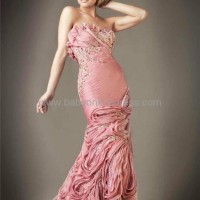 Sexy Beading Chiffon Ruffles Beading Sheath Evening Dresses