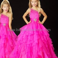 Charming A-line One-Shoulder Ruffles Little Girl's Pageant Dresses