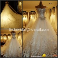 A-line Lace Wedding Dresses Rhinestones Luxury Wedding Gowns