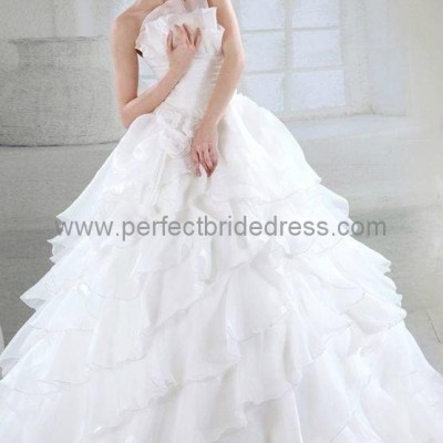 Organza Strapless Ball Gown Elegant Wedding Dress WD-3572picture1