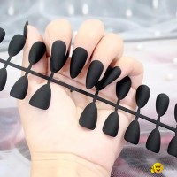 24Pcs/Sheet Almond Matte False Nails Pure Color Tips  Nail Art
