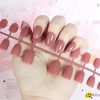 Simple Design Oval Pure Color Fake Nail Medium Size Nail Art Tips