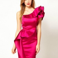 Satin One Should Frills Mini Evening Dress  Red For Party Dating