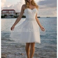 Stunning Strapless Knee-length Short Bridal Gown