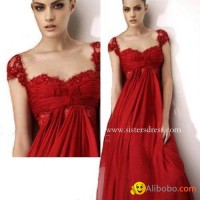 Empire Cap Sleeve Red Lace Prom Dress/Evening Dress/fr021