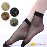 Wholesale Patterning Dots Women's Short Silk Socks