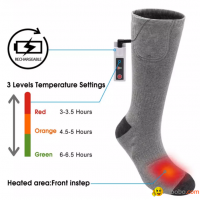 Mens custom cotton crew electric battery heated snowboard socks for Ski