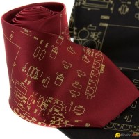 Handmade Men's Novelty Fashion Custom Printed Vintage Circuit Board Silk Tie