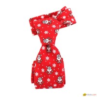 Festival Winter Snow Flake Santa Claus 100% Polyester Printed Christmas Necktie