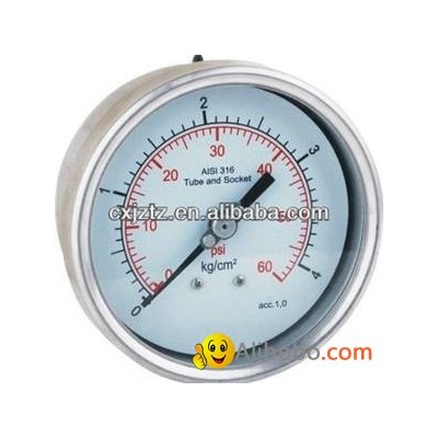 100mm 4.0"Lower Back Mounted All Stainless Pressure Gauge Bayonet Bezelpicture1