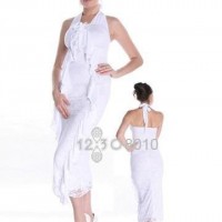 White embellished halter dress