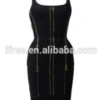 New arrival black zipper 2 piece dress sexy rayon bandage dress