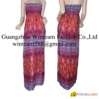 maxi dress lava print smocking women summer dress manufacturer WT130113
