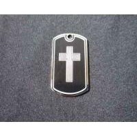 Cross Custom Dog Tag with chain Black or Silver