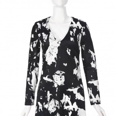2015-2016 S/S high quality   UK fashion ladies V neck drop big flower and a-linepicture1