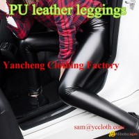 plus size good stretch sexy lady black pu leggings tights wholesale